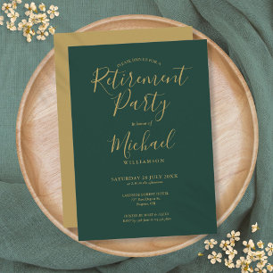 Invitación Fiesta de Jubilación con Guión de Verde Esmeralda 