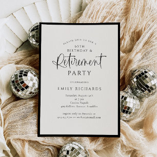 Invitación Fiesta de Jubilación con Letra de Caligrafía Simpl