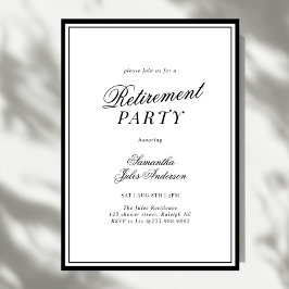 Invitación Fiesta de Jubilación con Letra Elegante Moderna