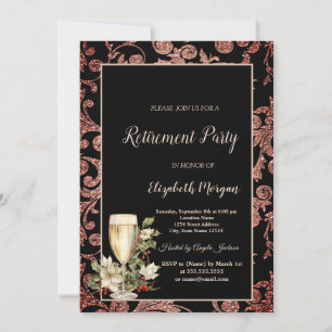 Invitación Fiesta de Jubilación con Remolinos de Flor de Noch