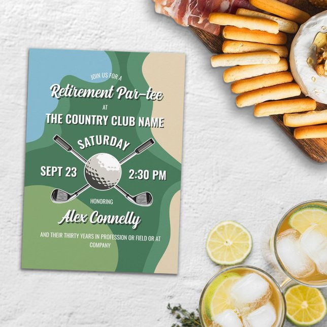 Invitación Fiesta de Jubilación con Tema de Campo de Golf Clu (Subido por el creador)