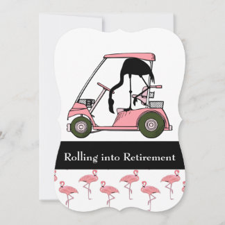 Invitación Fiesta de jubilación con tema de golf Flamingo en