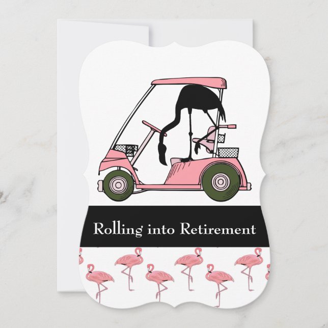 Invitación Fiesta de jubilación con tema de golf Flamingo en  (Anverso)