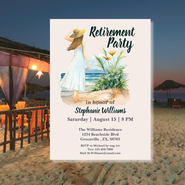 Invitación Fiesta de Jubilación con Tema de Playa y Flores pa (Subido por el creador)