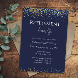 Invitación Fiesta de Jubilación Confetti Azul y Oro