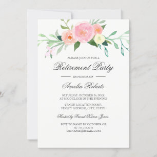 Invitación Fiesta de jubilación de acuarela de flores silvest
