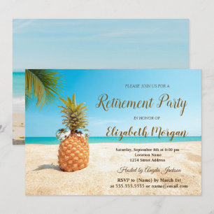 Invitación Fiesta de jubilación de arena de playa de piña tro