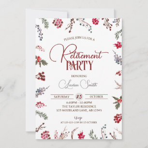 Invitación Fiesta de Jubilación de Bayas de Invierno y Acebo