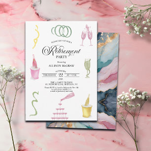Invitación Fiesta de jubilación de bebidas y botellas colorid