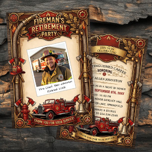 Invitación Fiesta de jubilación de bombero vintage