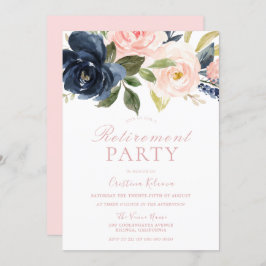 Invitación Fiesta de Jubilación de Bonito Floral Rosada y Mar