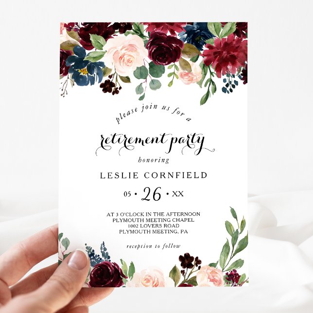 Invitación Fiesta de Jubilación de Borgoña deslumbrante y Rús (Subido por el creador)