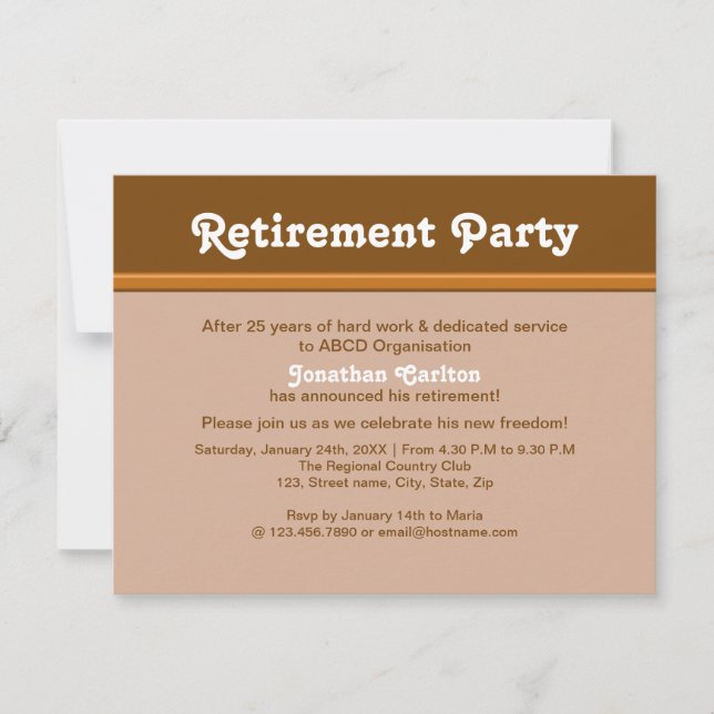 Invitación Fiesta de jubilación de Brownish (Anverso)