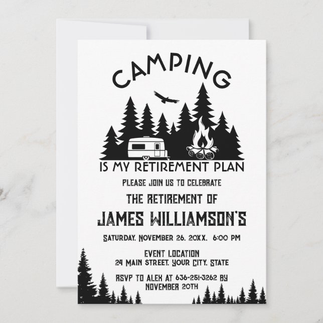 Invitación Fiesta de Jubilación de Camping (Anverso)