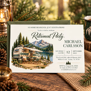 Invitación Fiesta de jubilación de camping en RV de montaña v