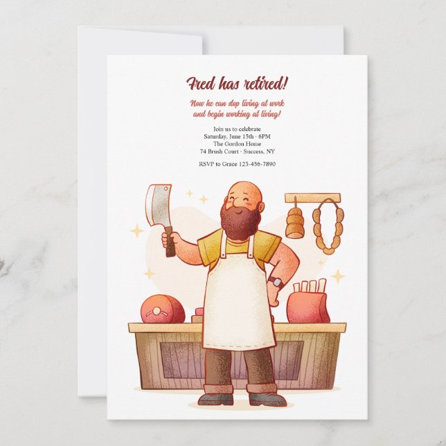 Invitación Fiesta de Jubilación de Carnicero (Anverso)