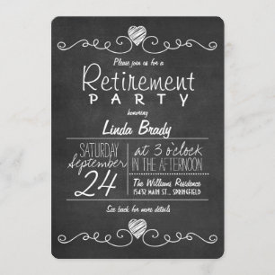 Invitación Fiesta de Jubilación de Cartón Blanco y Negro