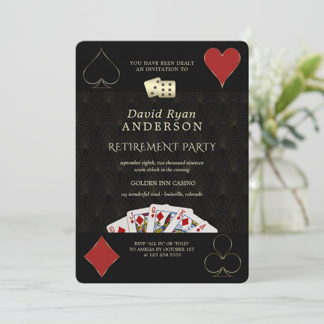 Invitación Fiesta de Jubilación de Casino Vegas (Anverso de pie)