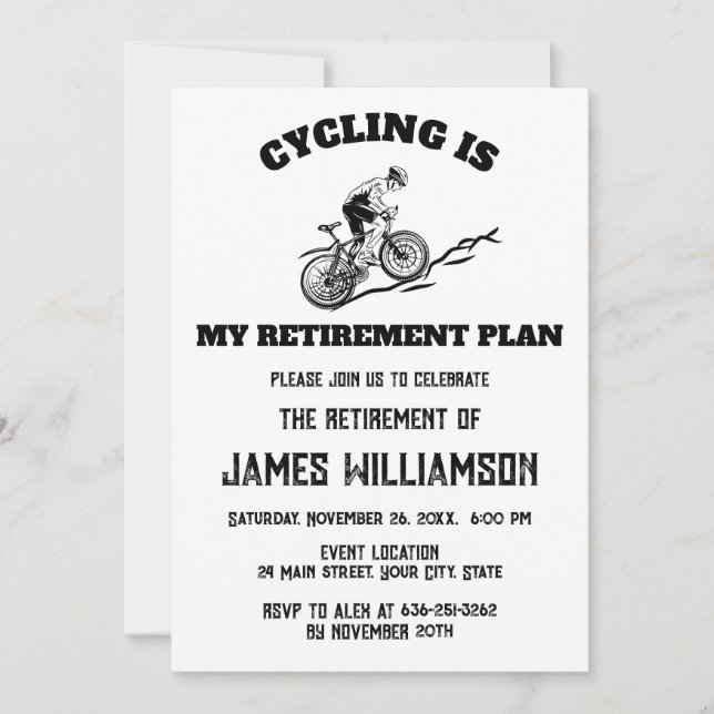 Invitación Fiesta de jubilación de ciclismo retirado (Anverso)