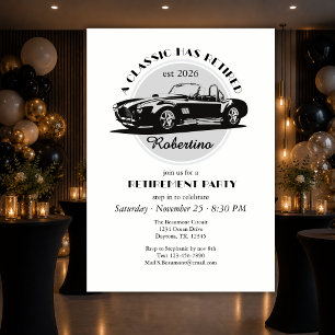 Invitación Fiesta de Jubilación de Coche Negro Clásico Retira