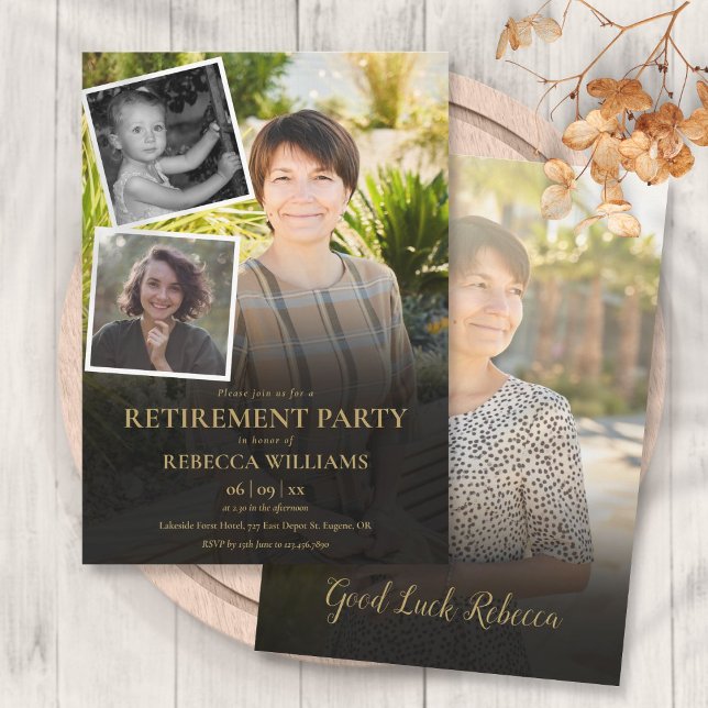 Invitación Fiesta de Jubilación de collages de fotos (Subido por el creador)