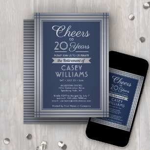Invitación Fiesta de jubilación de cualquier número en azul m
