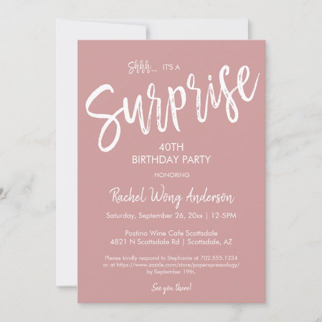 Invitación Fiesta de Jubilación de Cumpleaños de Sorpresa Ros (Anverso)