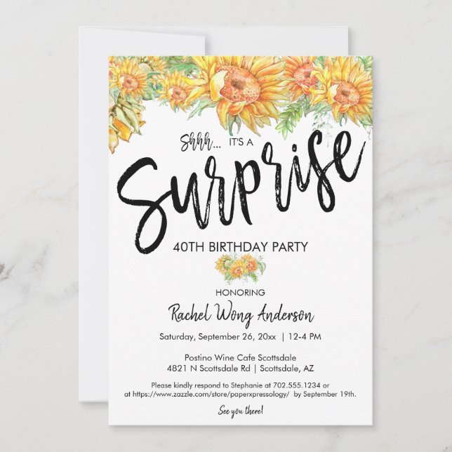 Invitación Fiesta de Jubilación de Cumpleaños Sorprendido por (Anverso)