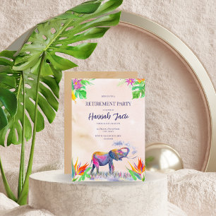 Invitación Fiesta de Jubilación de Elefante Colorido a la Acu