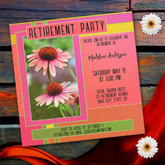 Invitación Fiesta de Jubilación de Flores Boho Retro Garden