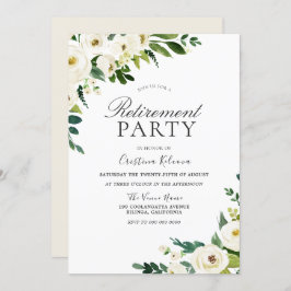 Invitación Fiesta de Jubilación de Flores de Champagne Blanco