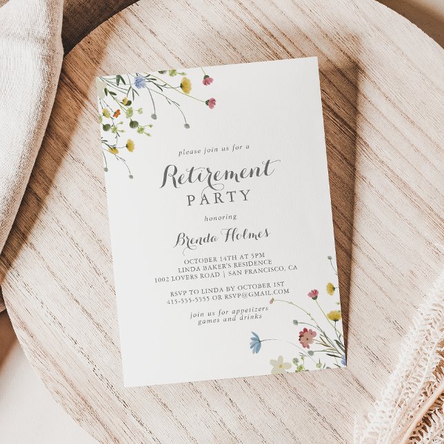 Invitación Fiesta de Jubilación de Flores Silvestres de Daint (Subido por el creador)