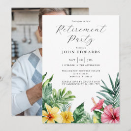 Invitación Fiesta de Jubilación de Flores Tropicales acuarela