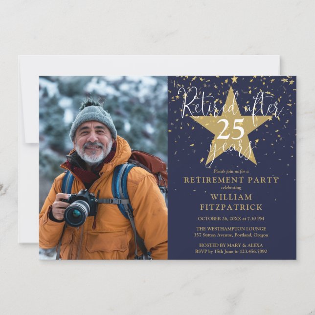 Invitación Fiesta De Jubilación De Fotos De La Armada Y Las E (Anverso)