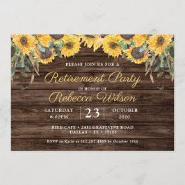 Invitación Fiesta de Jubilación de Girasol de Madera Rusa