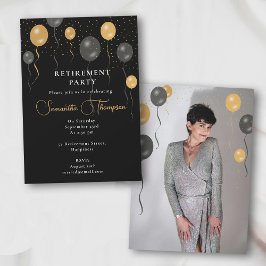 Invitación Fiesta de Jubilación de Globos de Oro y Negro