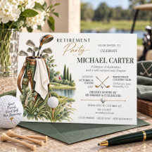 Fiesta de Jubilación de Golf con Acuarela Elegante