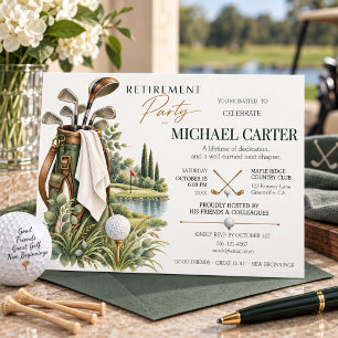 Invitación Fiesta de Jubilación de Golf con Acuarela Elegante