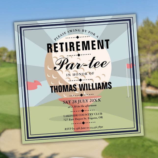 Invitación Fiesta de Jubilación de Golf con Estilo (Stylish Golf Retirement Partee Party Invitation)