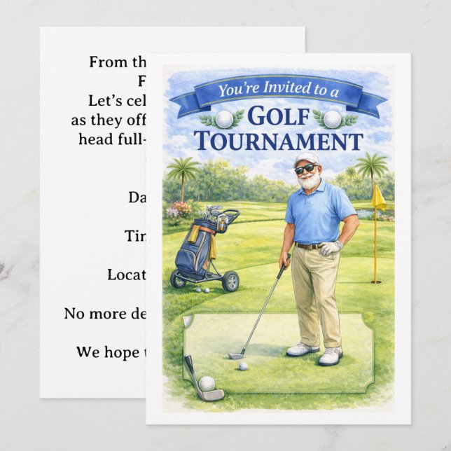 Invitación Fiesta de Jubilación de Golfista  (Anverso / Reverso)