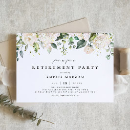 Invitación Fiesta de Jubilación de Hidrangea y Rosa Blanca de