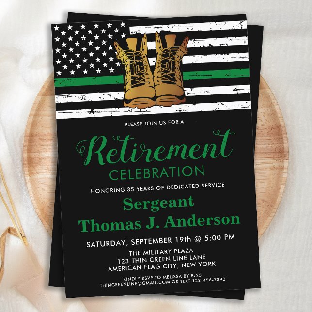 Invitación Fiesta de Jubilación de la Bandera Verde Delgada M (Subido por el creador)
