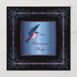 Invitación Fiesta de jubilación de la mujer colibrí púrpura