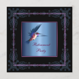 Invitación Fiesta de jubilación de la mujer colibrí púrpura