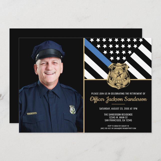 Invitación Fiesta de Jubilación de la Policía, foto delgada d (Anverso / Reverso)