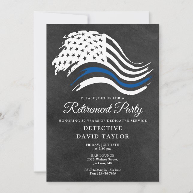 Invitación Fiesta de Jubilación de la Policía Thin Blue Line  (Anverso)