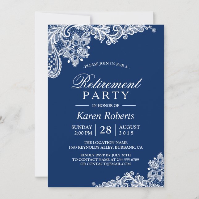 Invitación Fiesta de Jubilación de Lazo Blanco Azul de la Arm (Anverso)