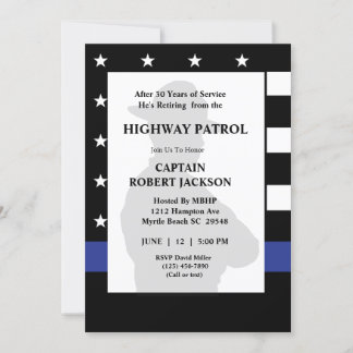 Invitación Fiesta de Jubilación de Línea Azul de la bandera d