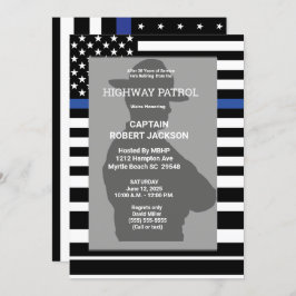 Invitación Fiesta de Jubilación de Línea Azul de la bandera d