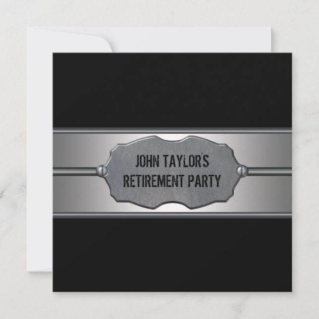 Invitación Fiesta de Jubilación de los Hombres Metalizado Neg (Anverso)